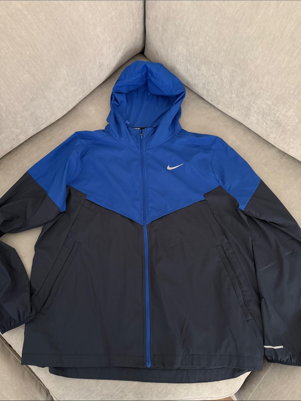 Nike Blue and Black Hooded Lightweight Jacket